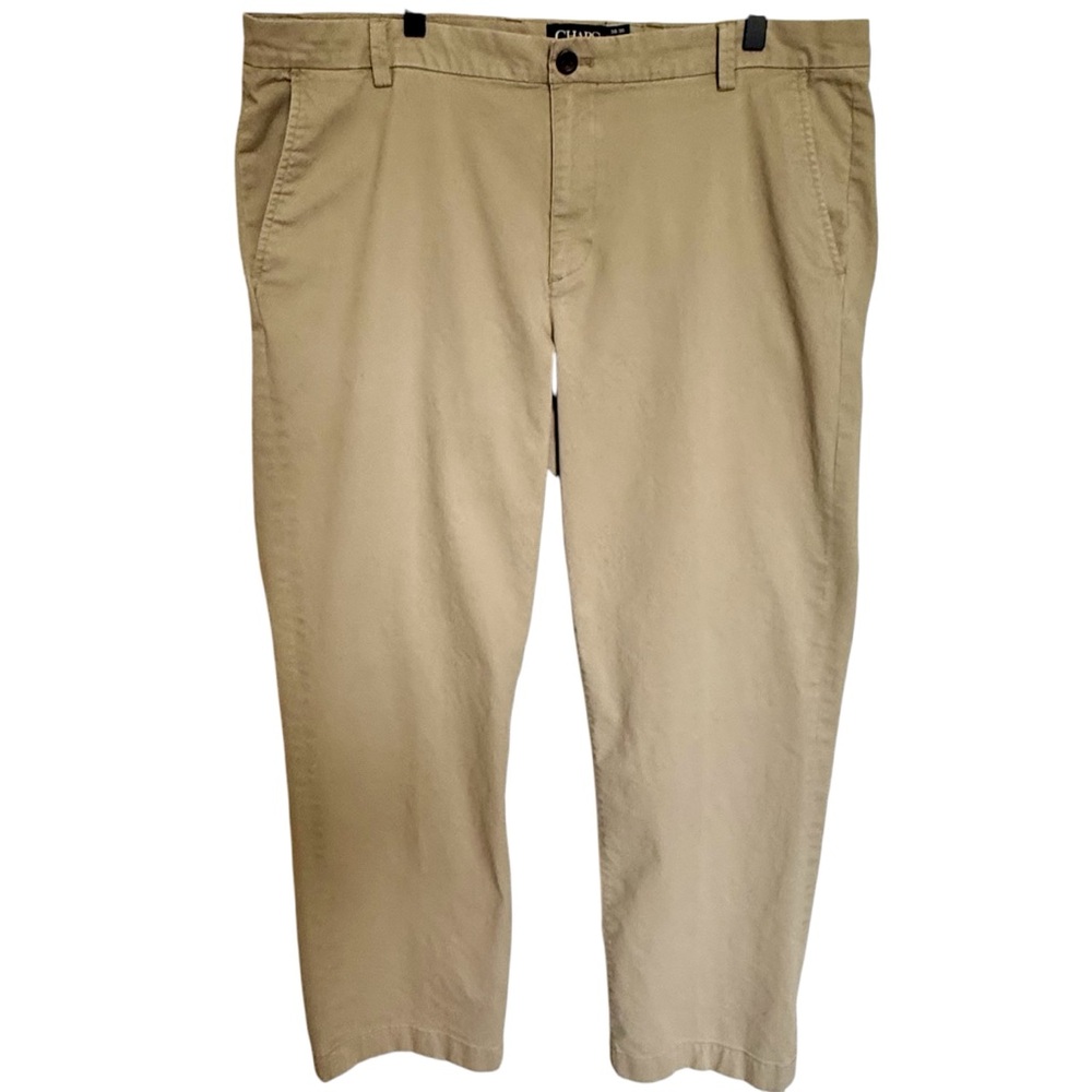 Chaps Mens Straight Fit Khaki Pant Sz 38 X 30 Flat Front Casual Business Stretch